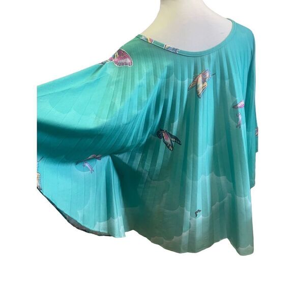 Unbranded Gorgeous Bat Wing Style Aqua-Green Butterfly Design Blouse Size 2X/3X - Picture 8 of 9